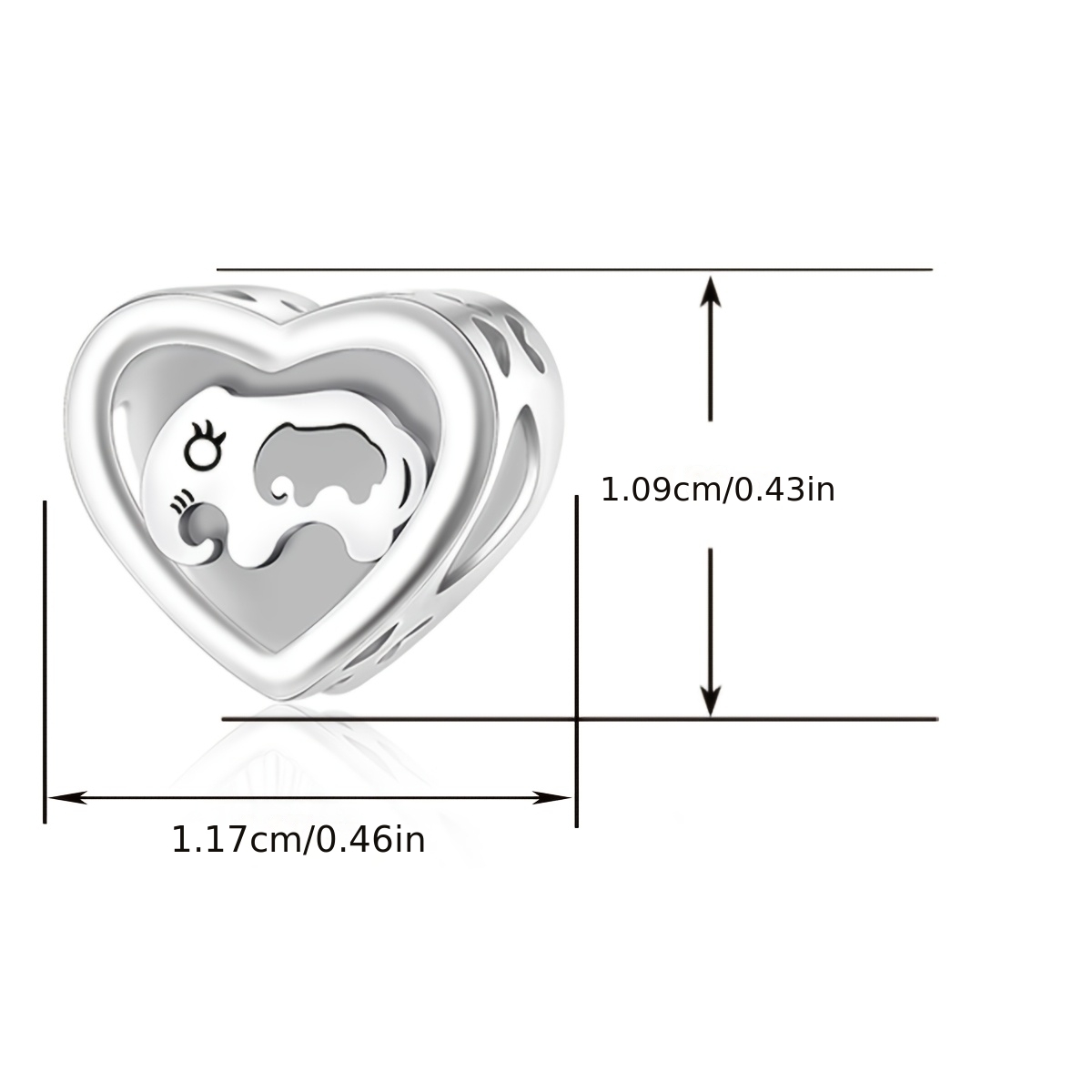 Women's Silvery Plated Copper Love Shaped Elephant Pendant Bead