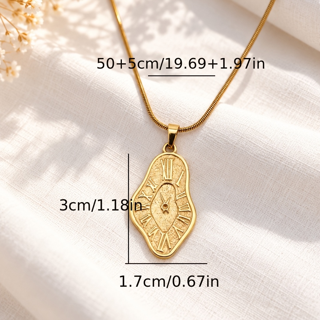 Women's Irregular Clock-Shaped Pendant Necklace, Vintage Design