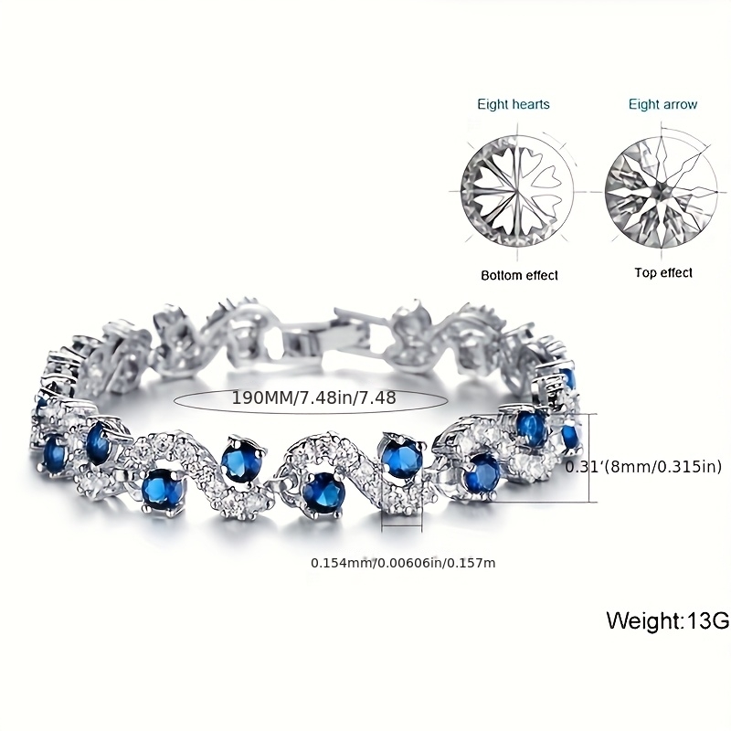 E-shop [Überraschungs-Special] 925 Sterlingsilber Damenschmuck mit 0,3 tiefblauem Wellenarmband. Perfektes Geschenk für Frauen, ideal für Date Night,