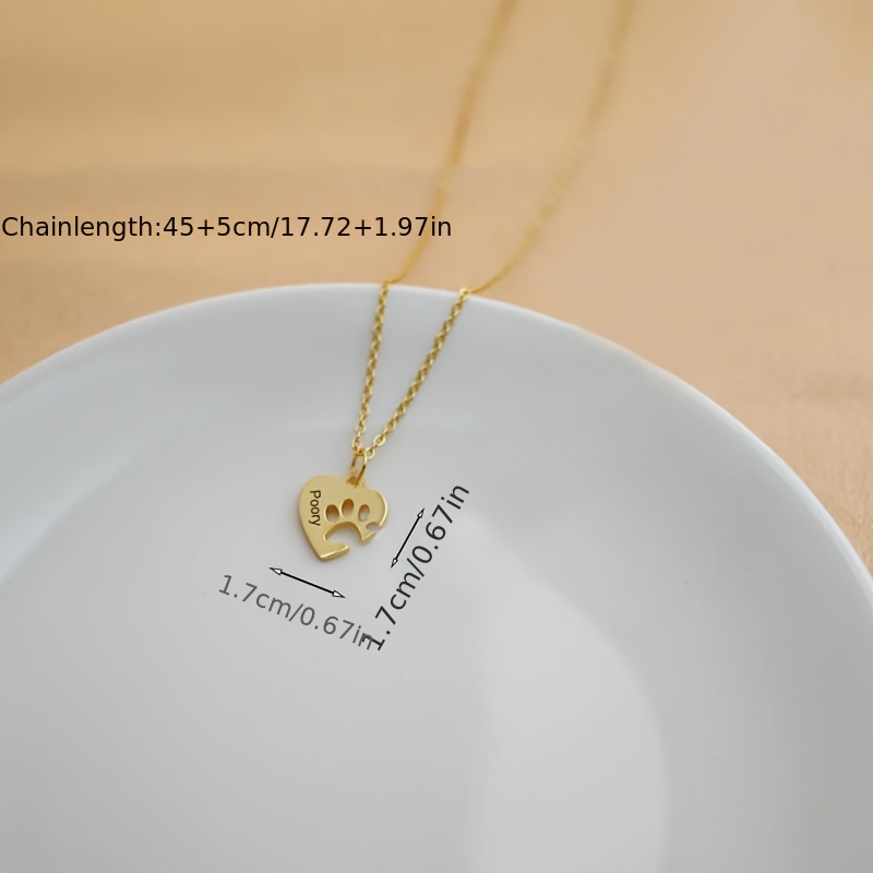 Personalized Dog Paw Heart Pendant Necklace — Custom Gift