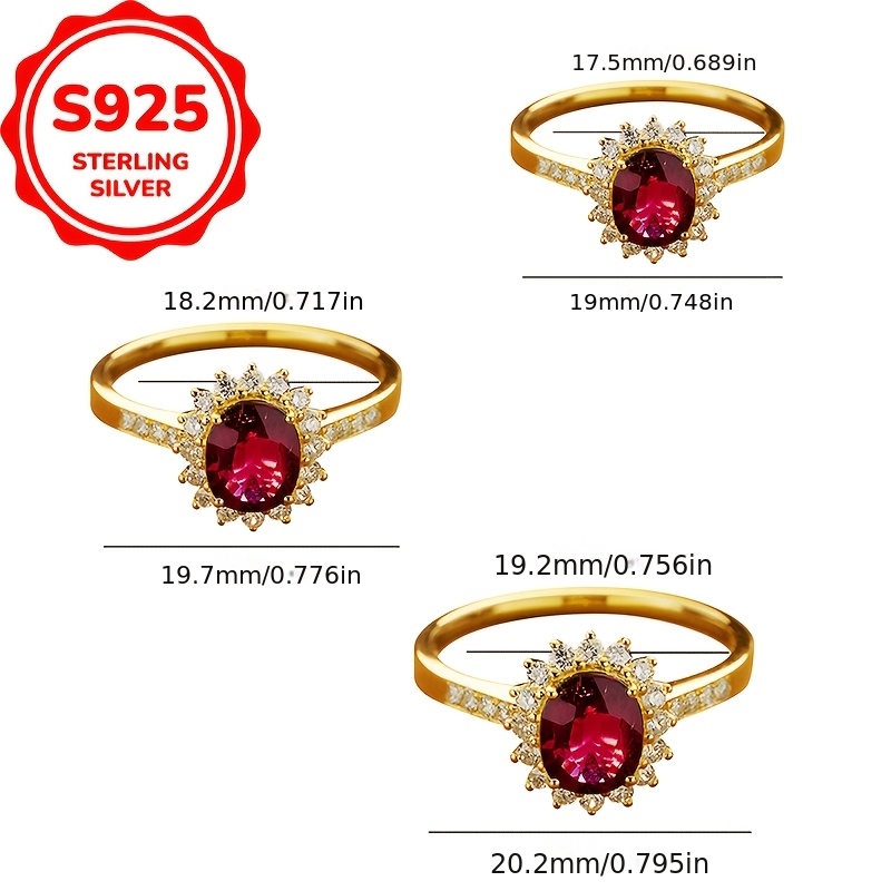 Women's 925 Silver Vintage Ring with Pigeon Blood Red Center Stone