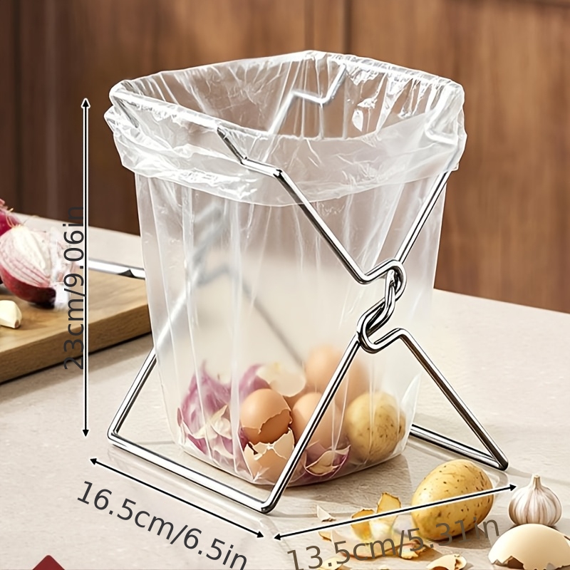TEMU 1pc Kitchen Trash Bag Organizer, Countertop Storage Rack, Utility Shelf, Stainless Steel Organizer, Standing Shelf, Standing Shelf