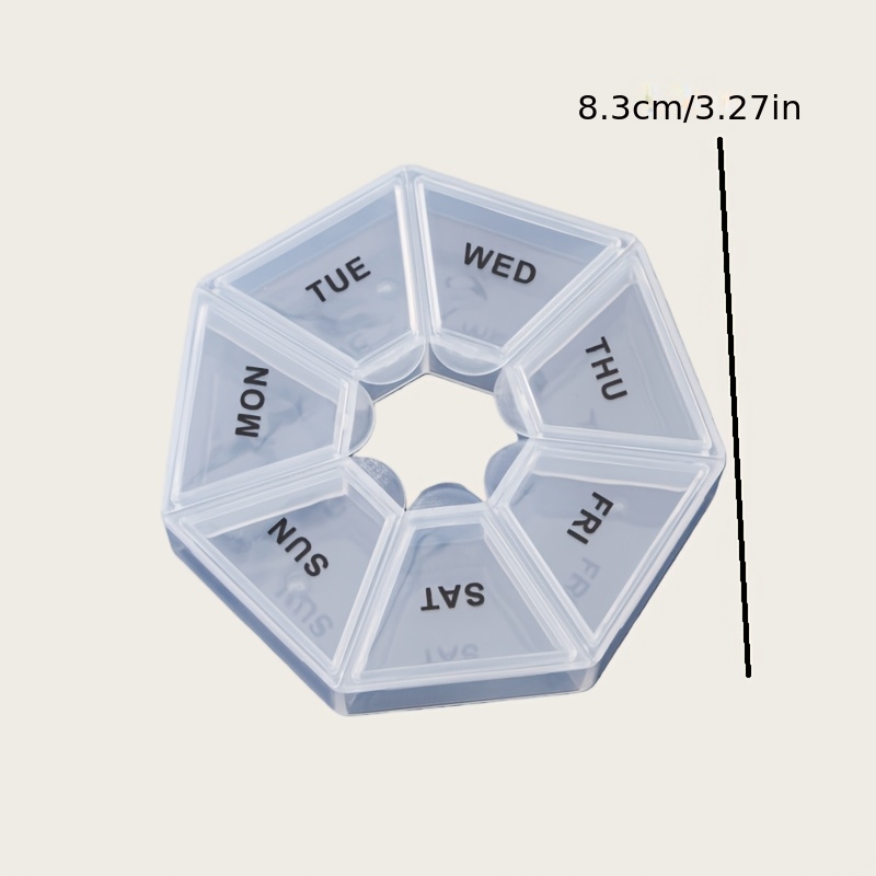 Weekly 7-Day Round Seven-Compartment Portable Pill Organizer