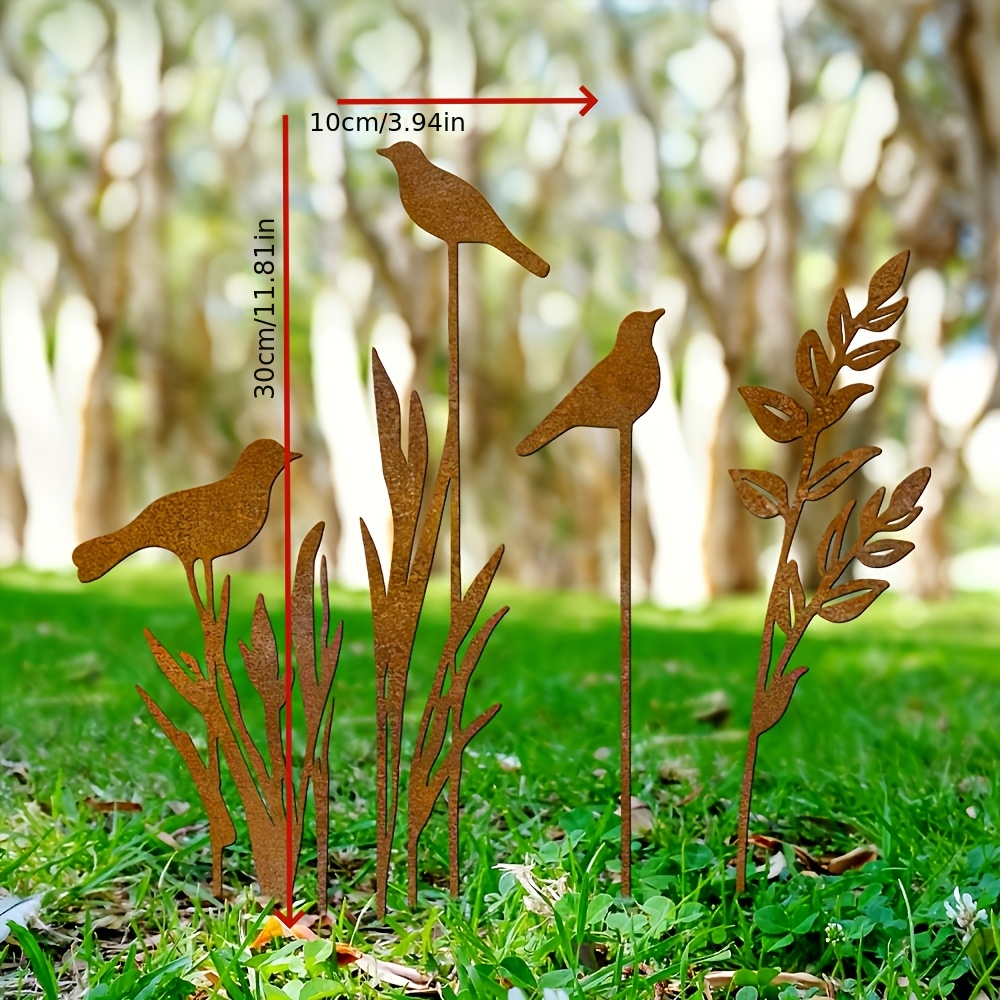 Metallblumen Für Draußen – 5er Set Wetterfeste Gartenstecker Im Vintage-Design – Rustikale Deko Für Garten, Beet & Hochzeit