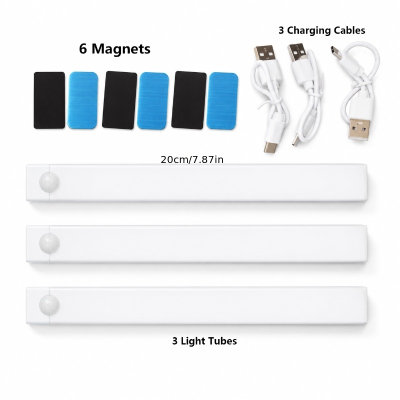 3pcs Smart Motion Sensor LED Under Cabinet Light Set