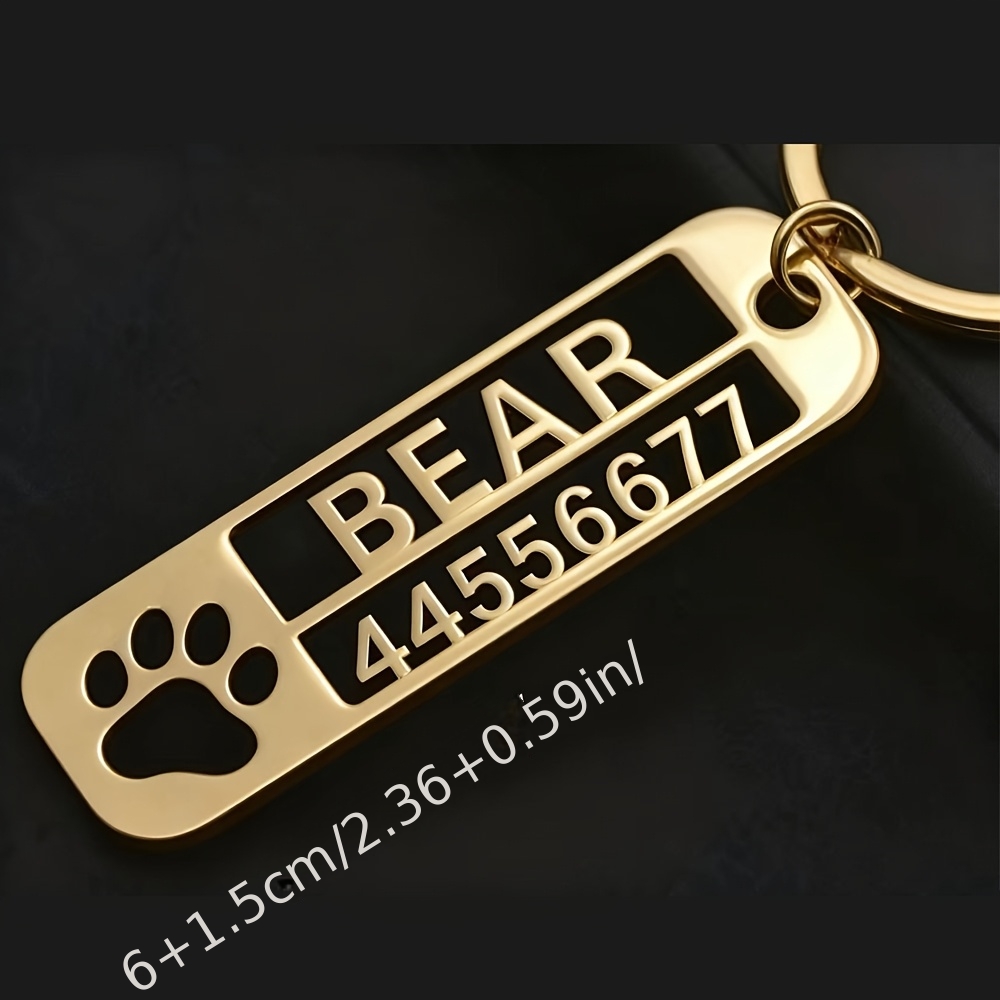 Custom Stainless Steel Pet Tag Keychain, Personalized Dog Tag