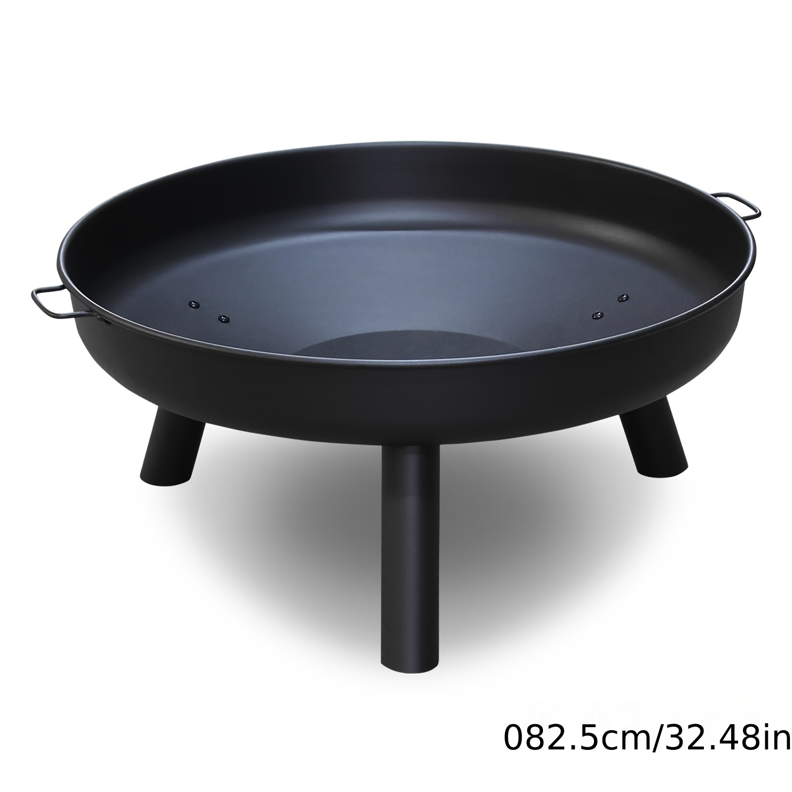 TEMU 1pc Round Outdoor Fire Pit, Garden Fire Pit With Handles And Removable Legs, Portable Wood-burning Fireplace, Metal Fire Bowl, Suitable For