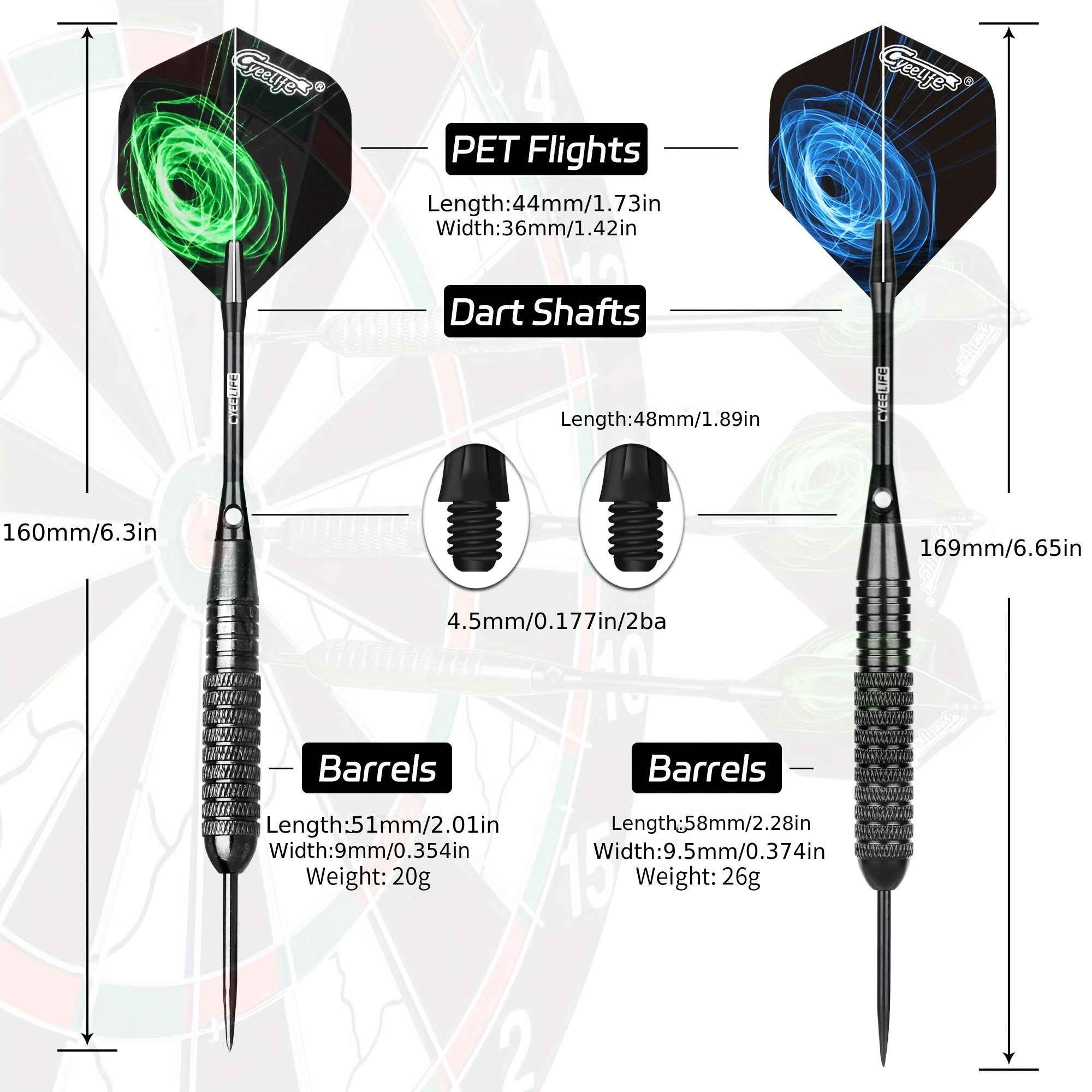 Cyeelife 22G 28G Hard Tip Darts Set of 12 with Tool