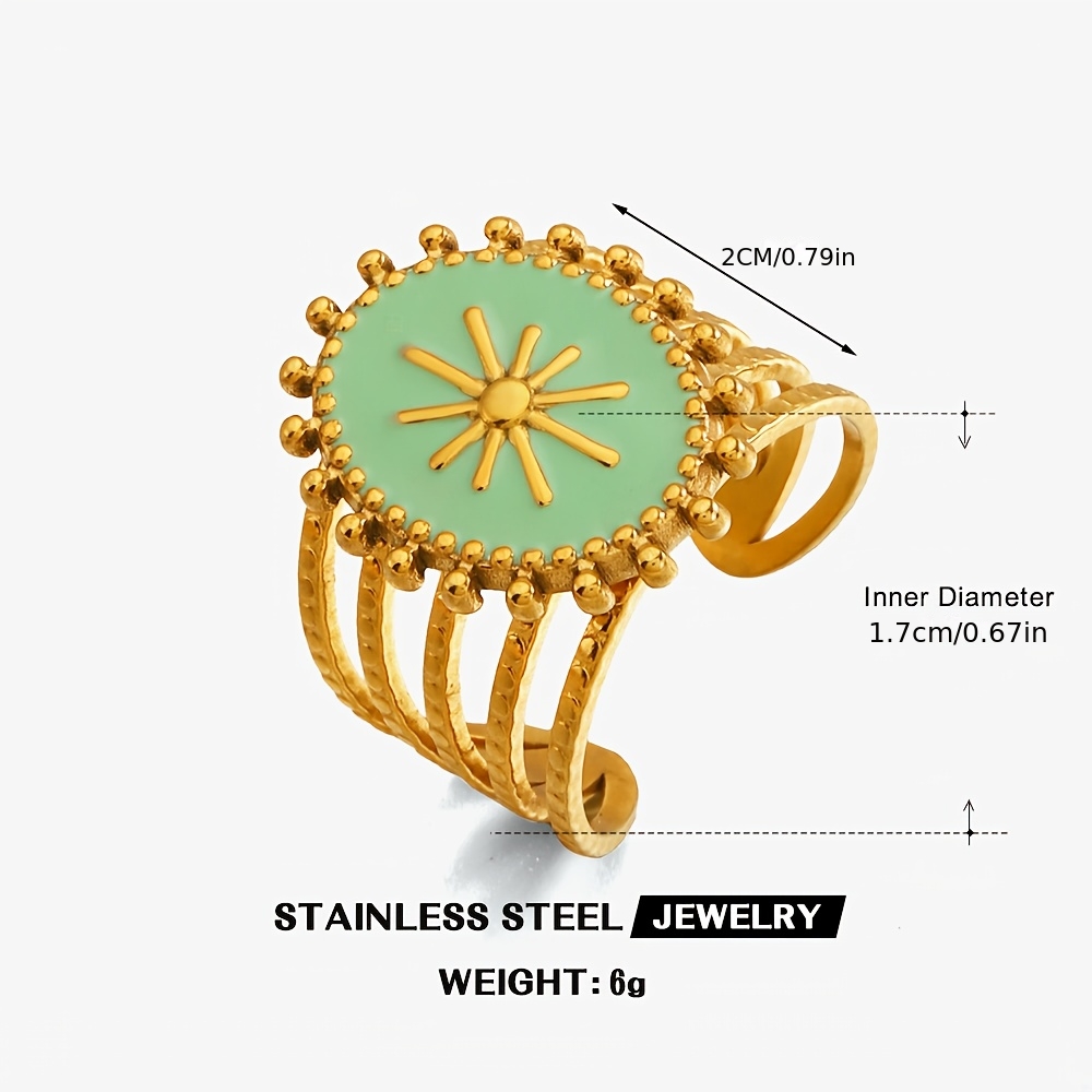 TEMU Bague pour femme rétro haut de gamme à effet goutte d'huile, bague ovale hip-hop personnalisée et , ouverture réglable, bague de tempérament ,