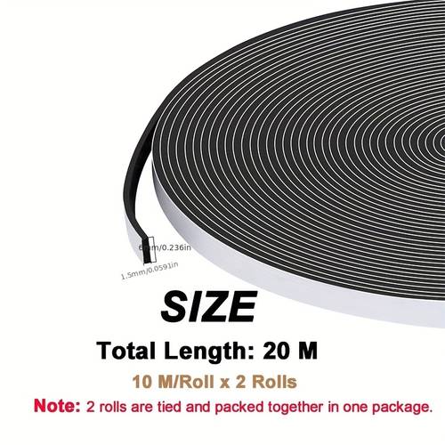 20 neoprene foam weatherstrip self door and window sealing strip 6mm wide x 1 5mm thick 20m long rubber insulating strip suitable for door and window sealing