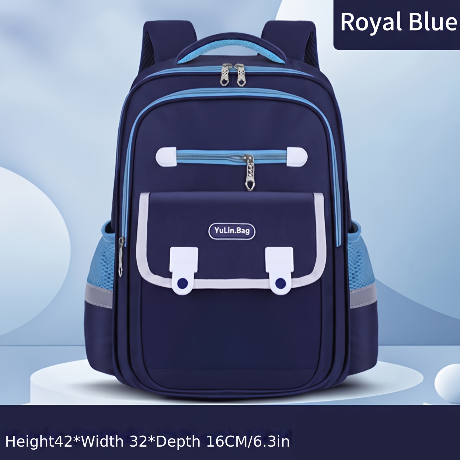 TEMU Large Capacity Student Bookbag, Durable Oxford Fabric Backpack For Campus & Travel, Multi-pocket Casual Daypack With Reflective Detail, Preppy