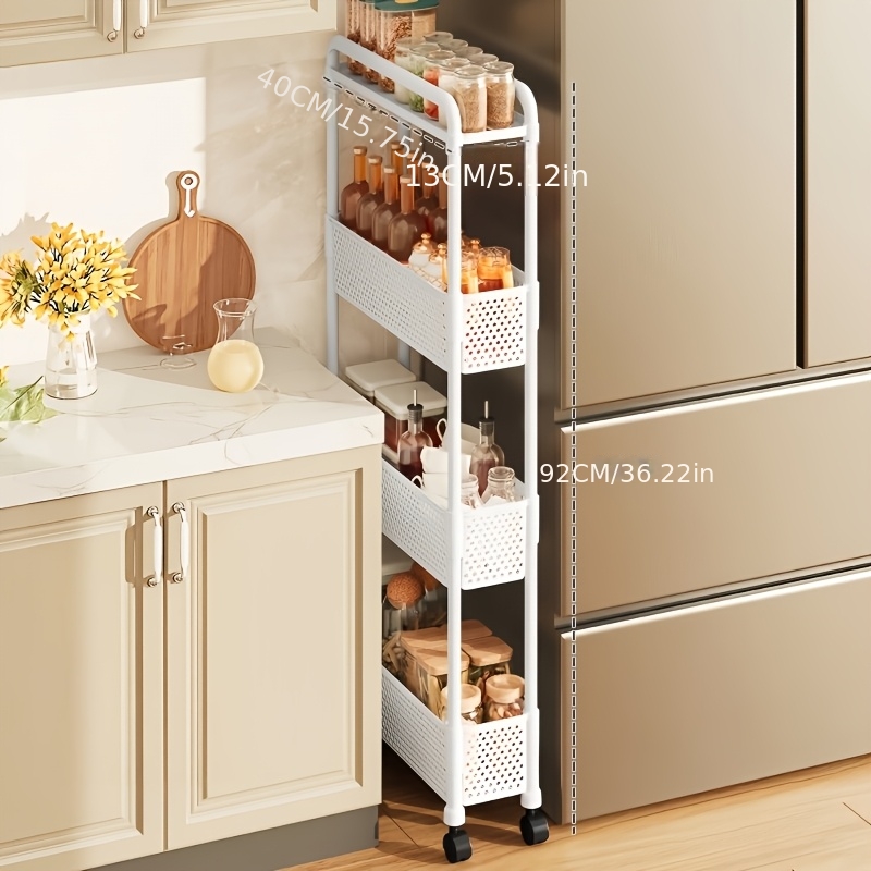 4-Layer Stackable Gap Storage Rack, Mobile Multi-Functional Cart