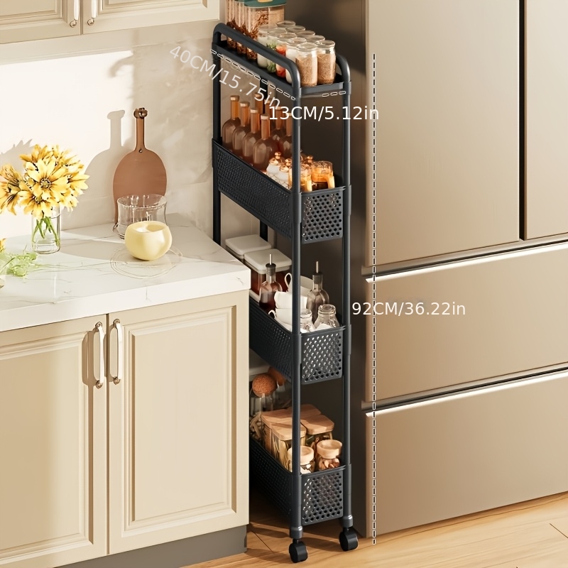 4-Layer Stackable Gap Storage Rack, Mobile Multi-Functional Cart