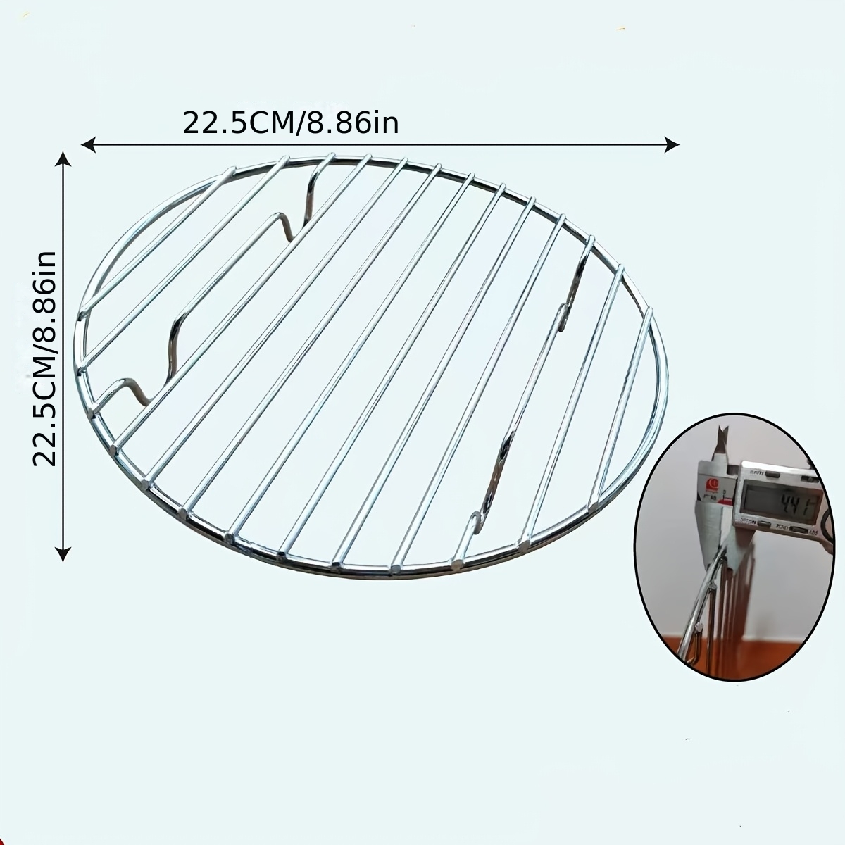 TEMU 22.5cm Stainless Steel Round Cooking Rack, Sturdy Welds Non-deformable For Heating Drain Oil Water