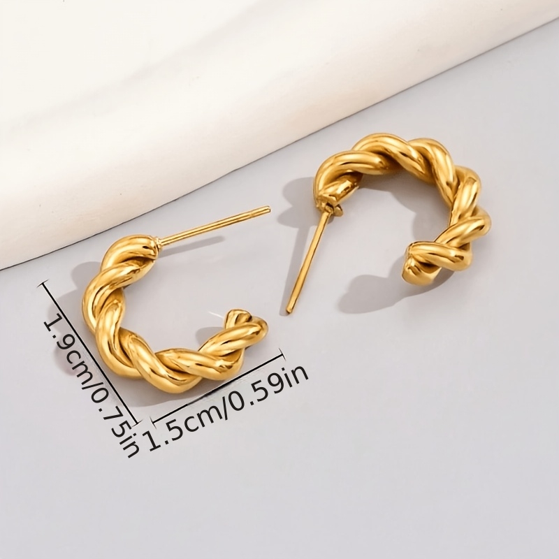 Women's Minimalist Twisted Stainless Steel Hoop Earrings