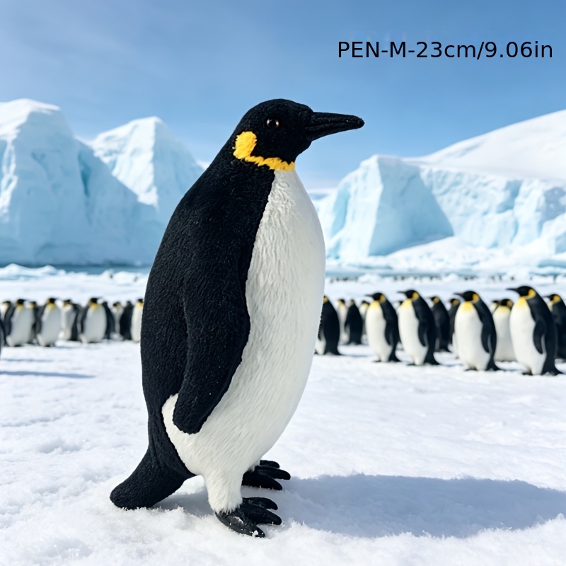 TEMU Realistic Penguin Resin Statue 35cm Tall, Lifelike Animal Sculpture Ornament For Home Desk Shelf Decor
