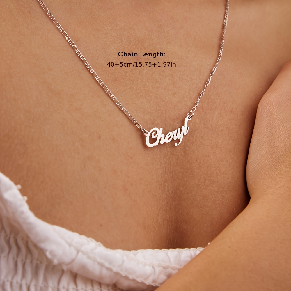 Custom Retro Name Pendant Necklace in Stainless Steel