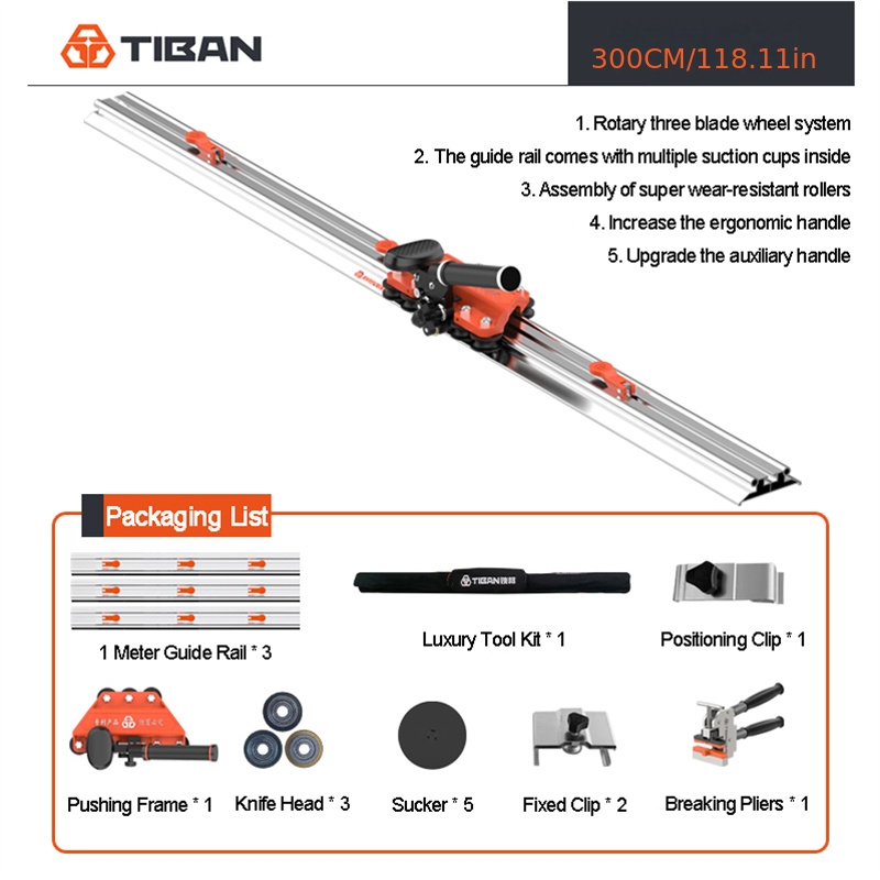Image of 3.0m Manual Tile Cutter For Large Tiles, With 3 , A 12mm Positioning Clamp, And A 3x1m Aluminum Rail That Combined; Includes A Carrying Bag; The Vacuum Cleaner Is Not Suitable For Rough Surfaces.