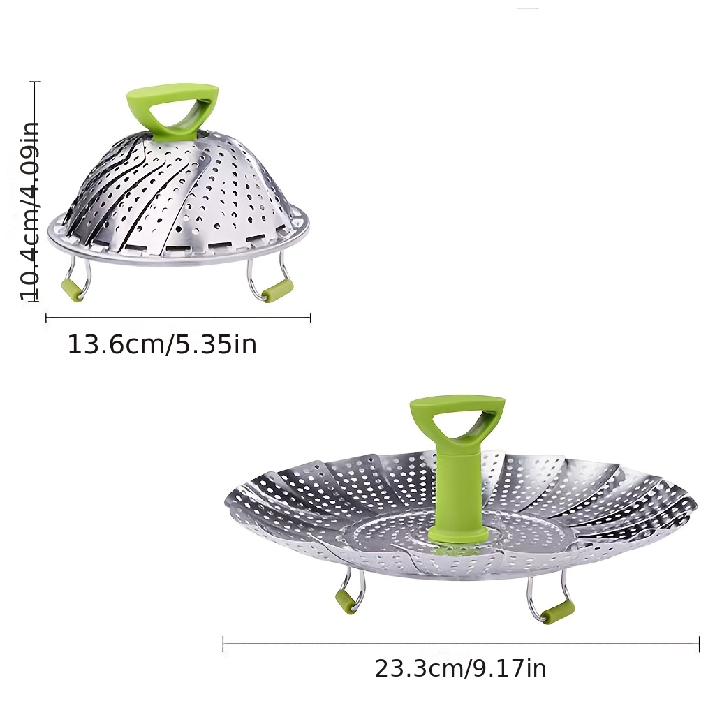 TEMU Stainless Steel Folding Steamer Lotus Retractable Steamer Household Storage Multi- Plate Colander Steaming Grid
