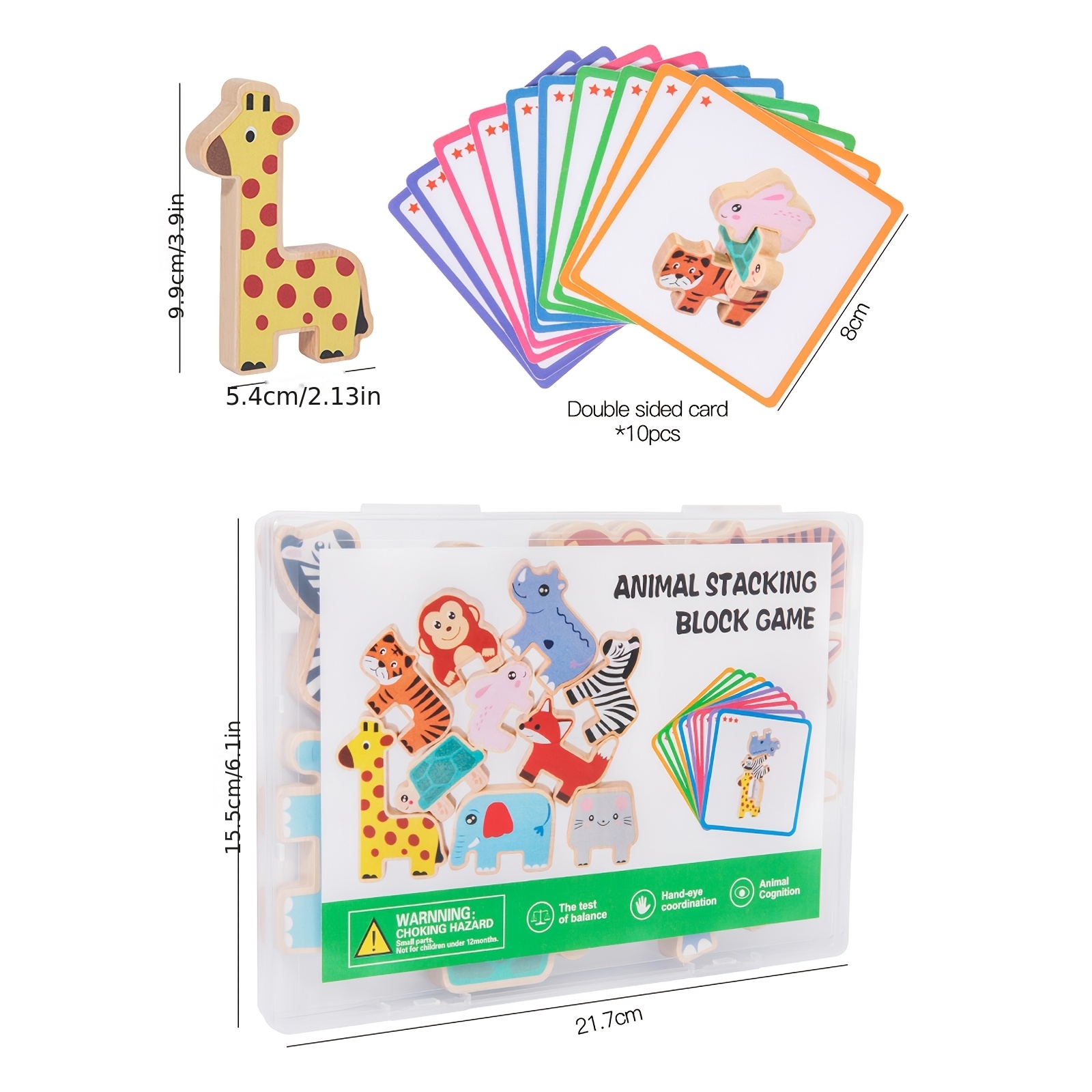 Wooden Animal Sorting Stacking Blocks Toy