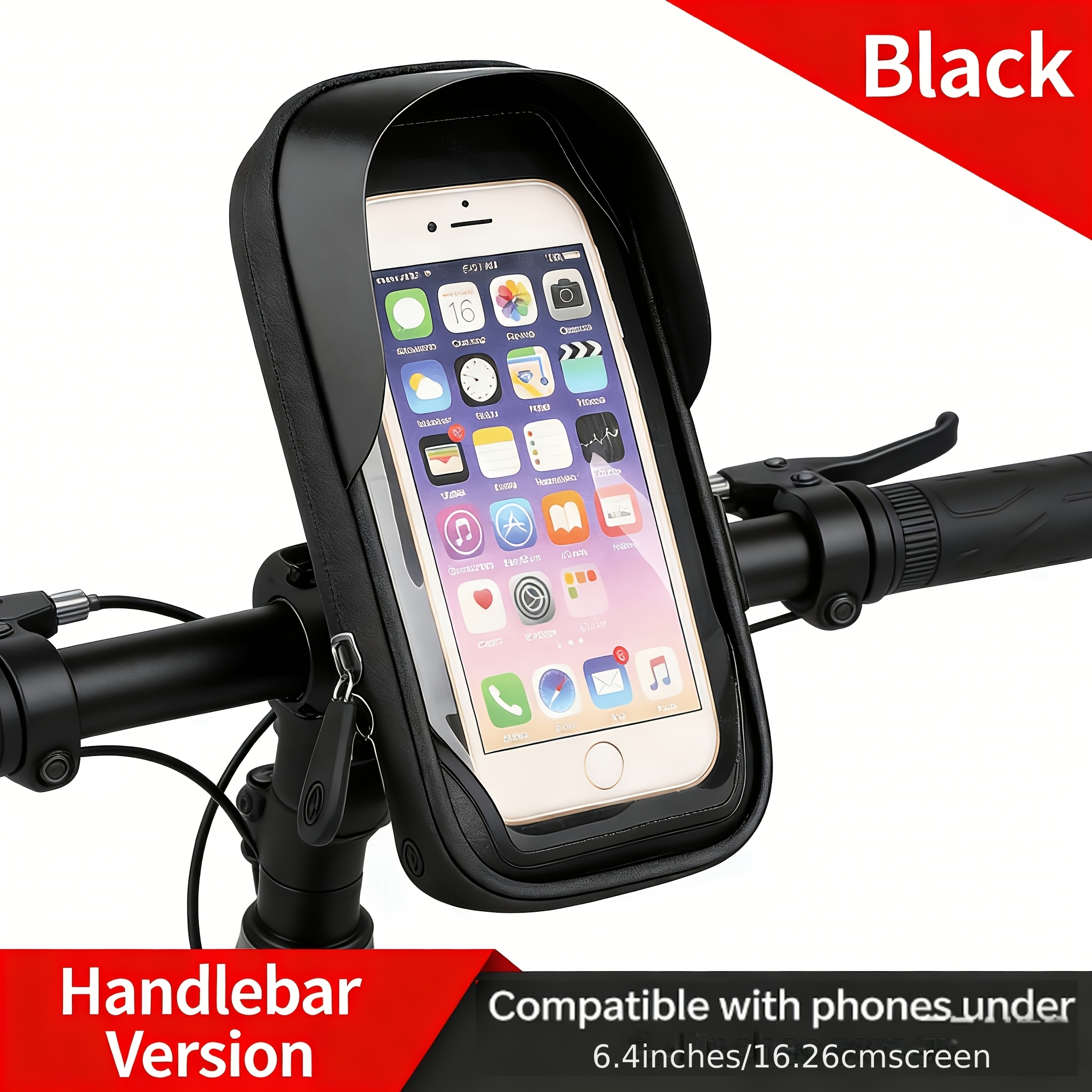 TEMU 1pc, Bike Or Motorcycle Mobile Phone Holder Bag, And Dustproof, Durable Tpu Handle Holder, With Removable Strap, Bike Additions, Motorcycle