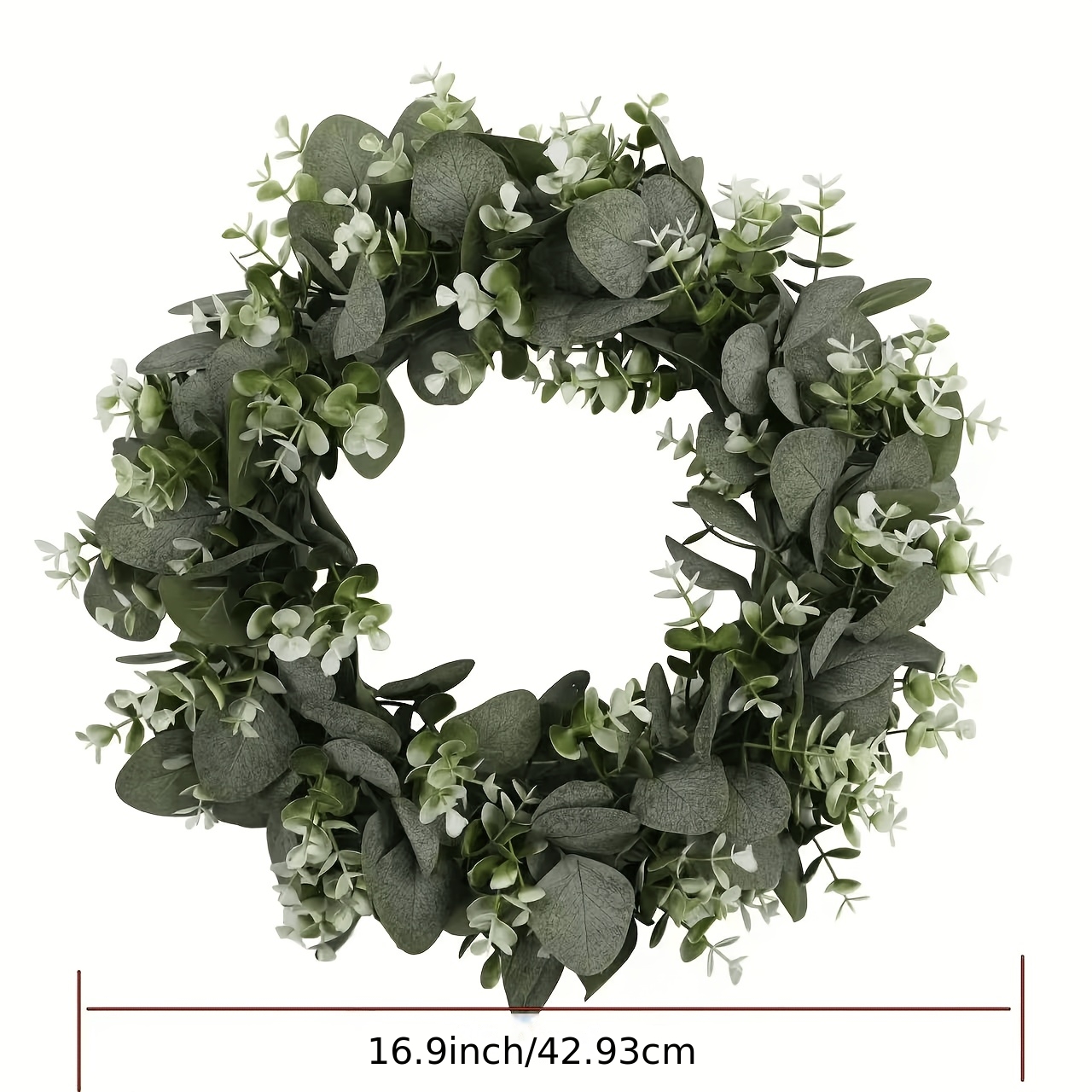 Image of 1pc, Artificial Garland Wreath, Door Wreath, Greenery Leaves Round Wreath Home Decor. Suitable For Holiday Decorations And Party Setups, Hung On , Windowsills, Or Windowsills Christmas Halloween