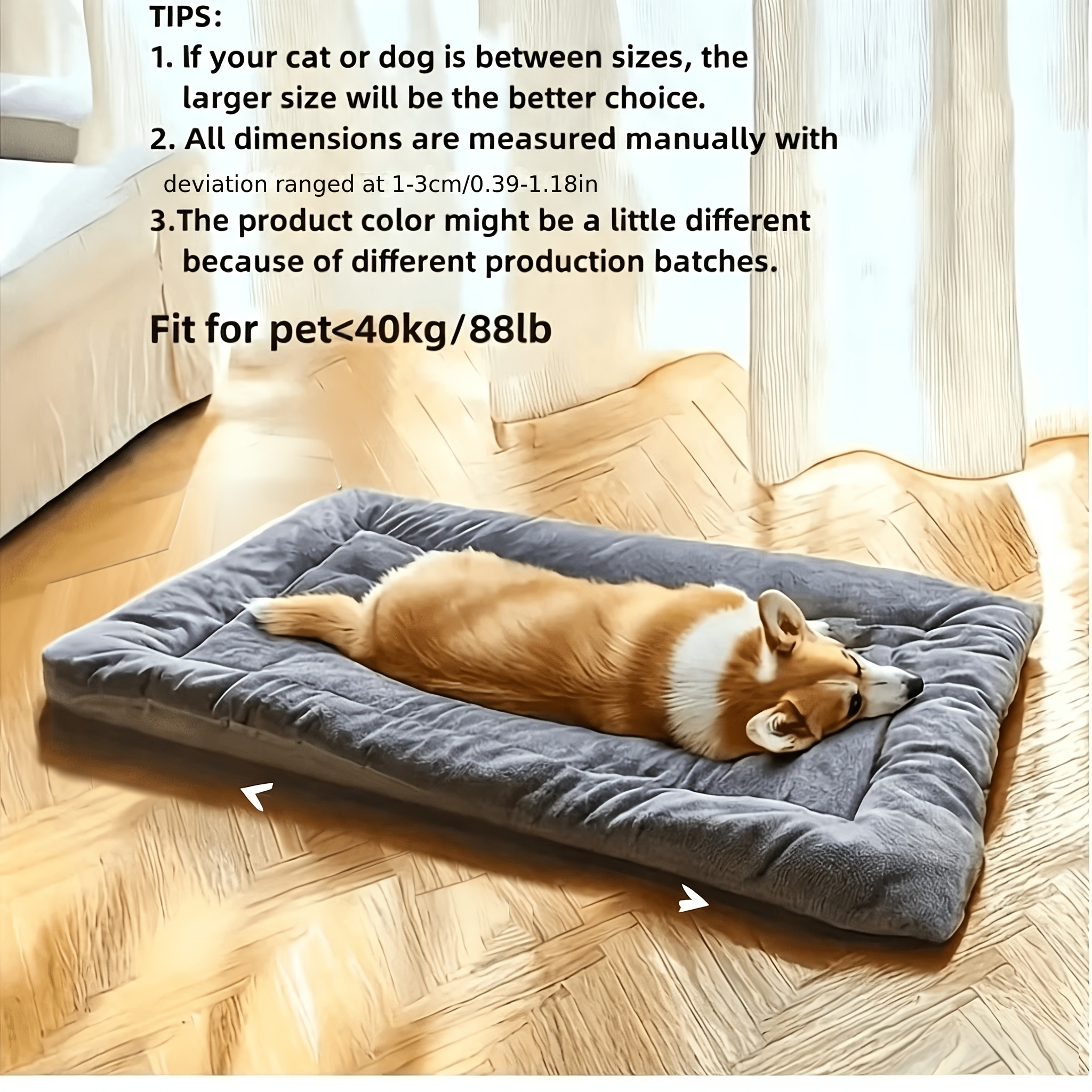TEMU (fast Delivery) Extra Large Plush Dog Bed Sofa, Cat Bed & Dog Crate Mat, 47.24x23.62 Inches, Thickened Polyester Pet Bed, Suitable For Small,