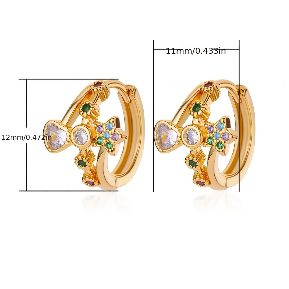 Mini créoles avec fleurs et cœurs en zircone synthétique colorée_voghion.com