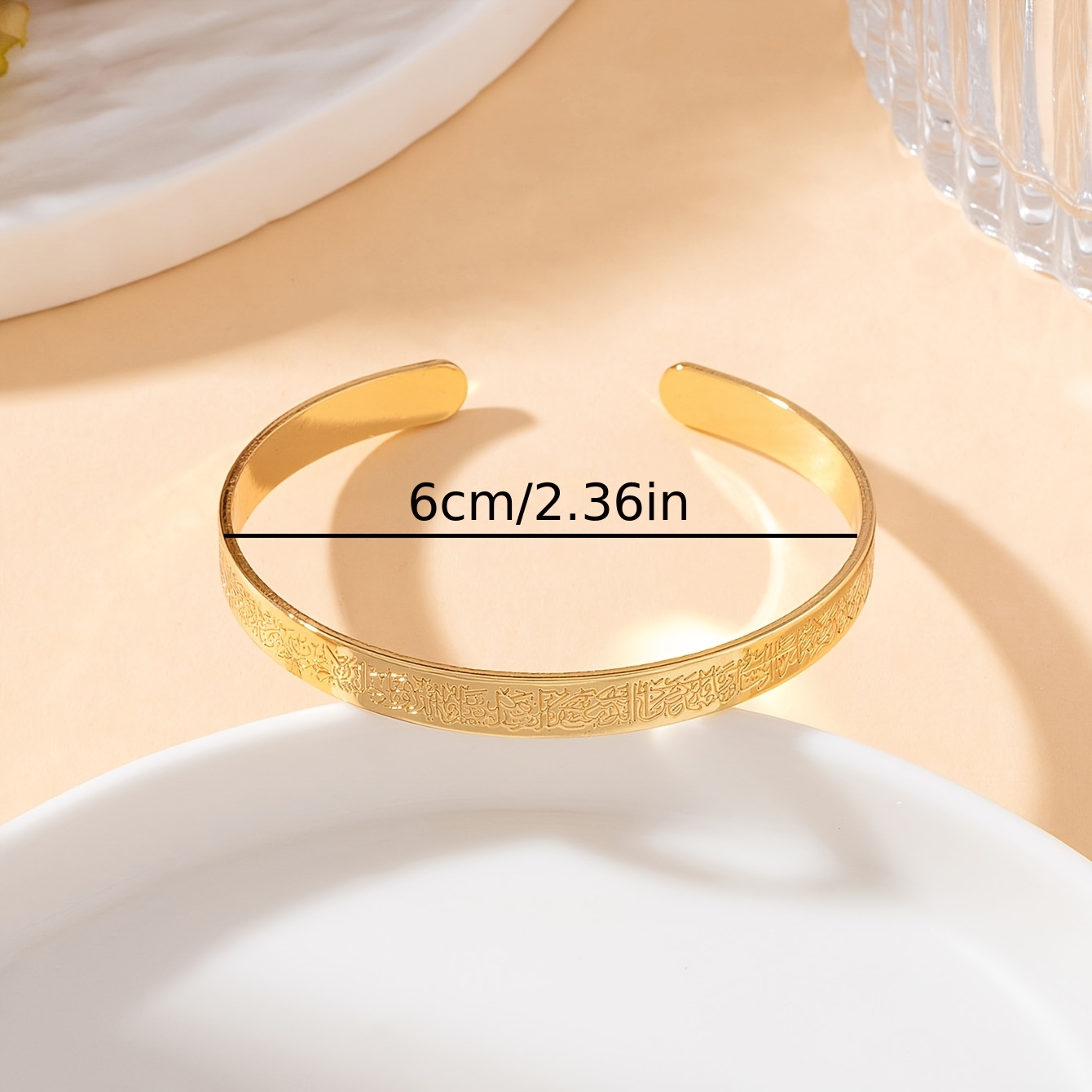 Women's Golden Relief Scripture Opening Bracelet, Minimalist Luxurious