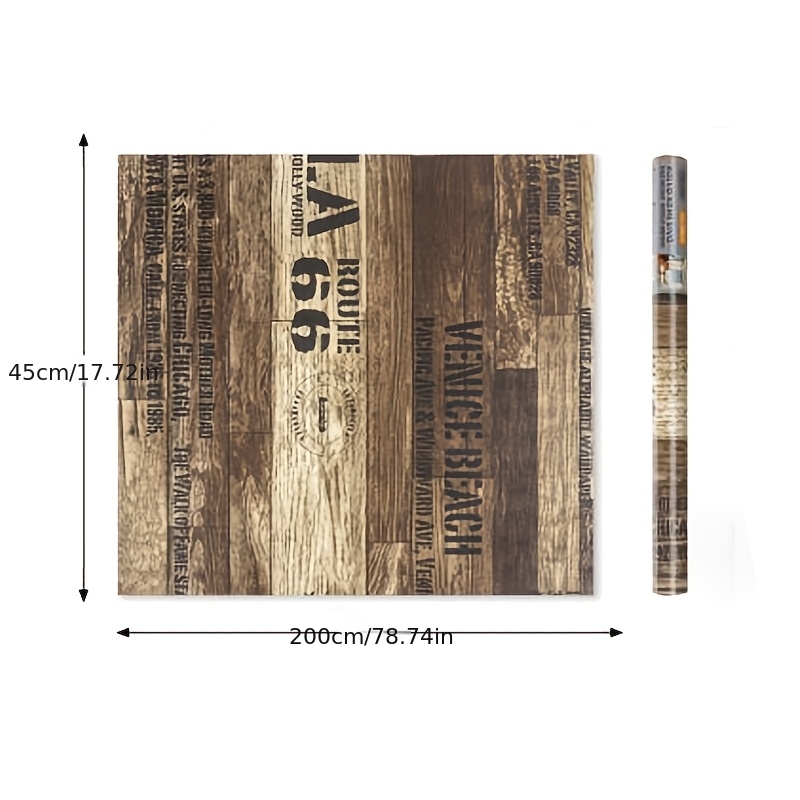 8pcs, 200cmx45cm Retro Wood Grain Self-adhesive Wallpaper - Removable Men's Leisure Area/ Bar/ Kitchen Wall Decoration