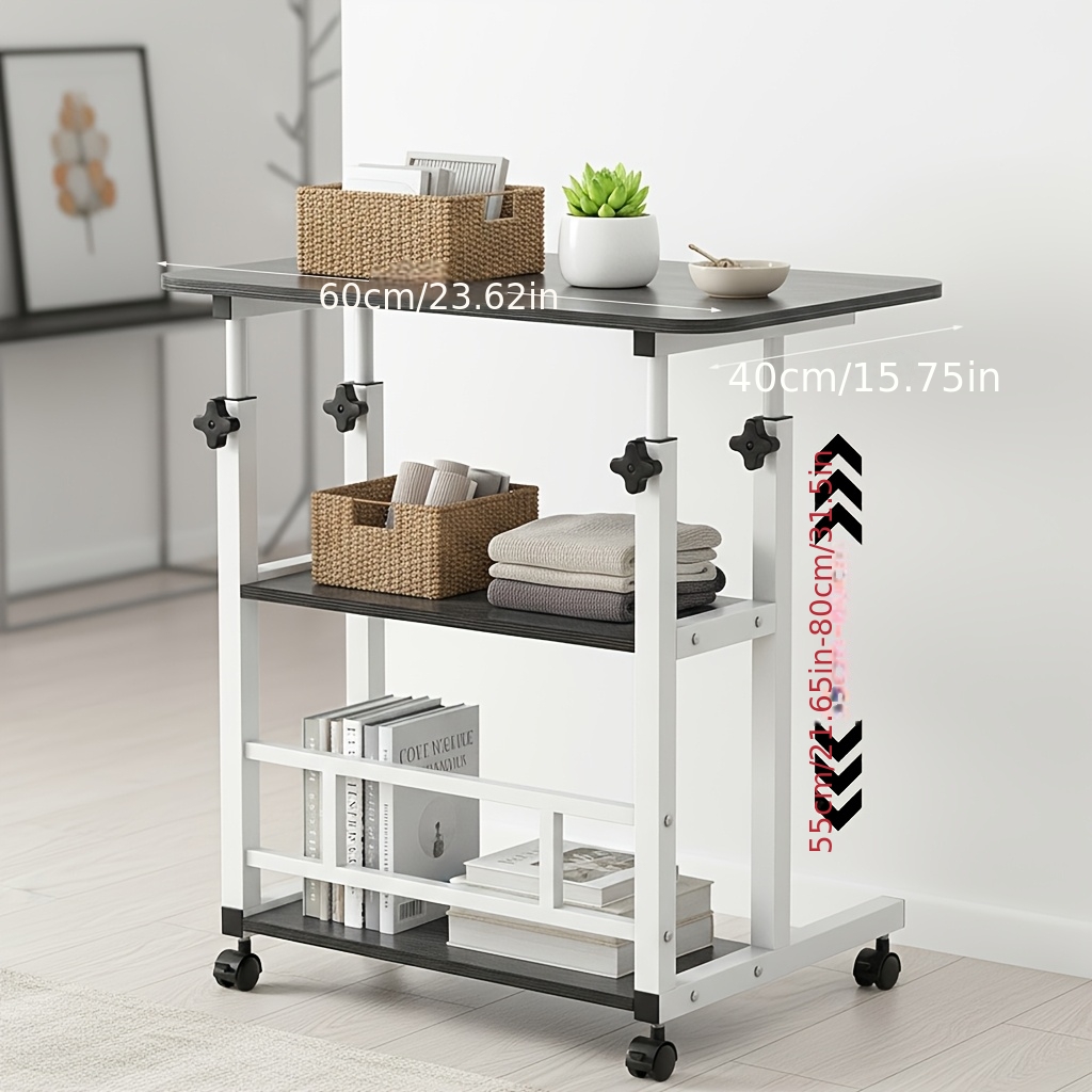 Black - Office Computer Desk, Bookshelf Computer Desk, Movable Desk - With Storage Rack, Office Desk, Bedroom Home Laptop Desk
