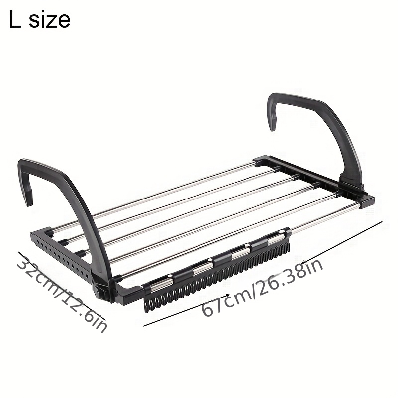 TEMU 1pc Foldable Stainless Steel And Plastic Wall-mounted Radiator Clothes Hanger With Detachable Sock Clips, Drying Racks