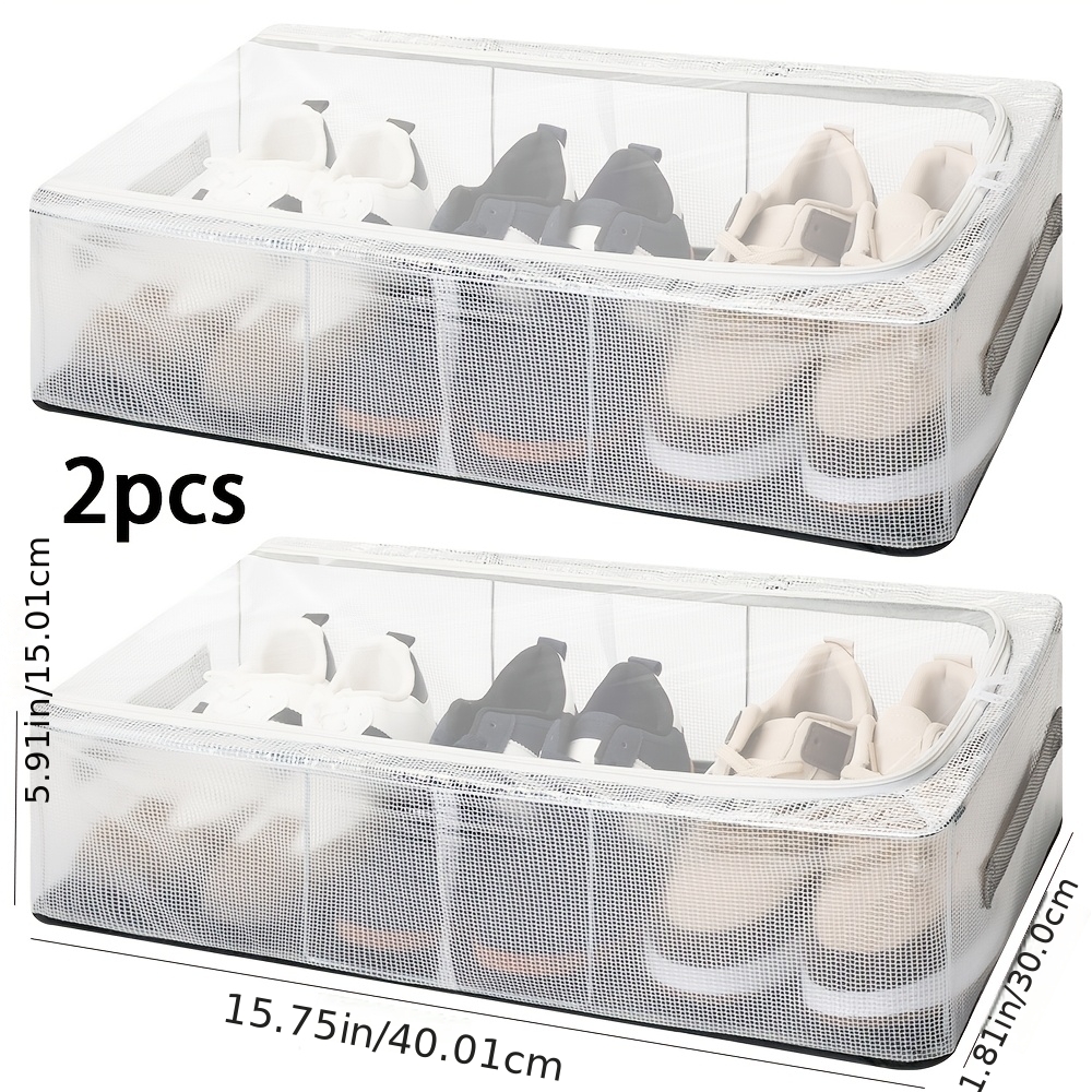 Set Of 2 For, Shoe Storage Container, Stackable, Lightweight, Featuring A Built-in , Durable Shoe Storage Box. Shoe Box For Hallway, And , Under-bed Storage, Space- Shoe Box