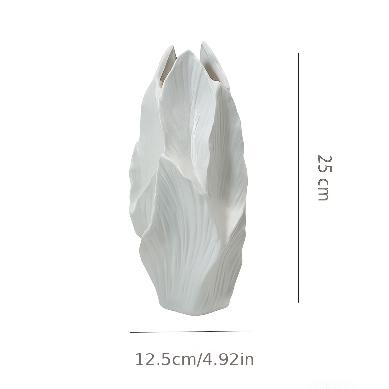 Nordic Style Creative Petal Ceramic Vase, Modern Minimalist Artistic Flower Vase, Home Decor Ornament for Living Room Entryway TV Stand, Dried Flower Arrangement Vase