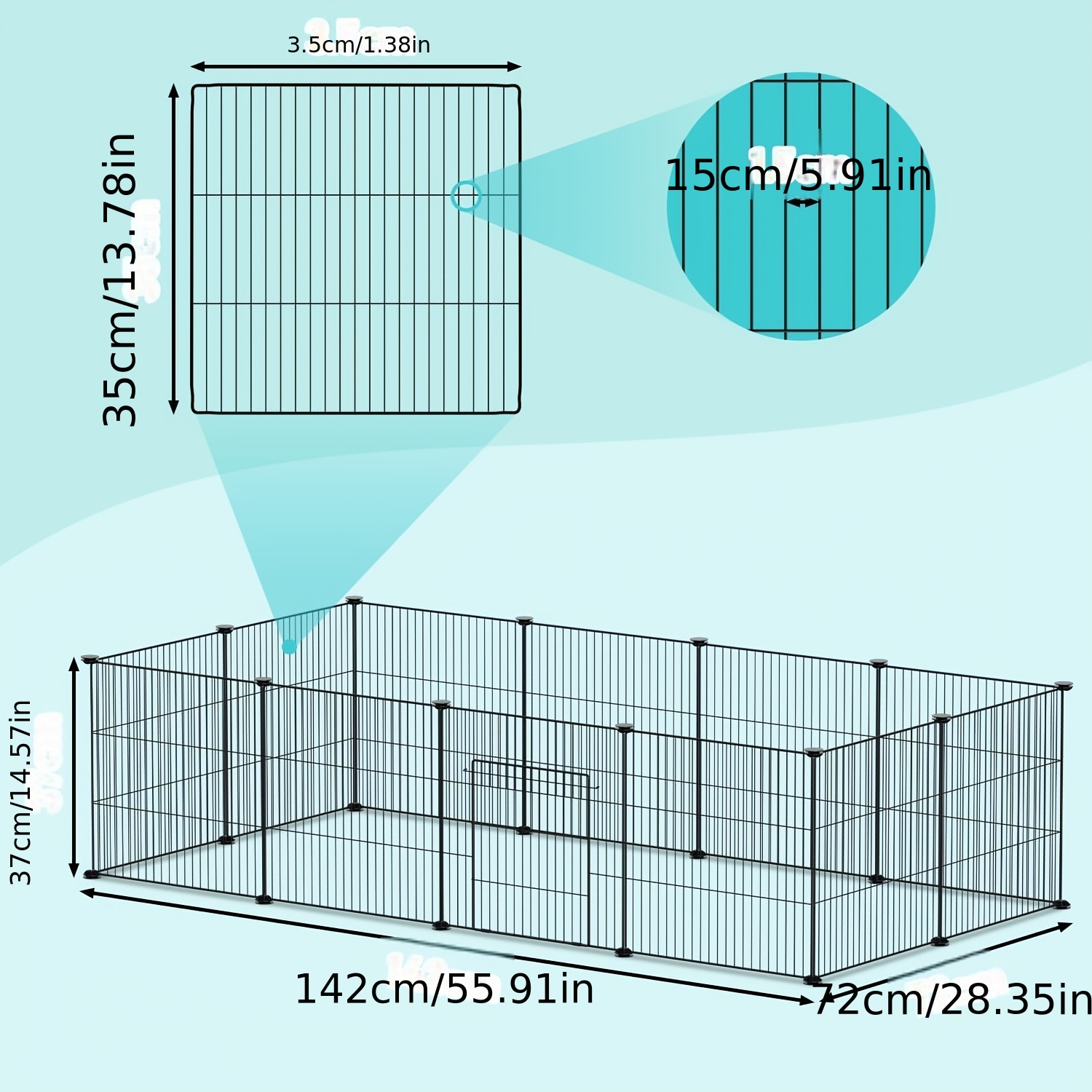 Image of Enclosure, Rabbit Cage With Door, Indoor/outdoor Free-range Enclosure, Expandable Small Animal Cage, Free-range Enclosure, Set Of 24 Panels, Black