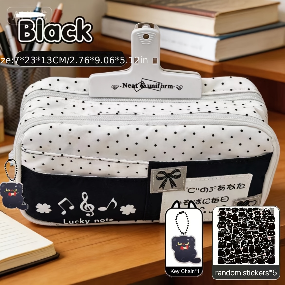 TEMU Juego de 3 piezas - Un regalo de para estudiantes, que un estuche para lápices de gran capacidad de capas con temática de gatos*1, con 5 diseños