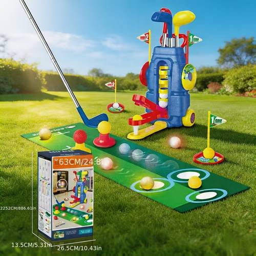 childrens golf set toy with putting mat kids golf cart with cushion and balls for boys and girls ages 3 4 5 6 retractable childrens golf club set outdoor toy childrens day and birthday gift