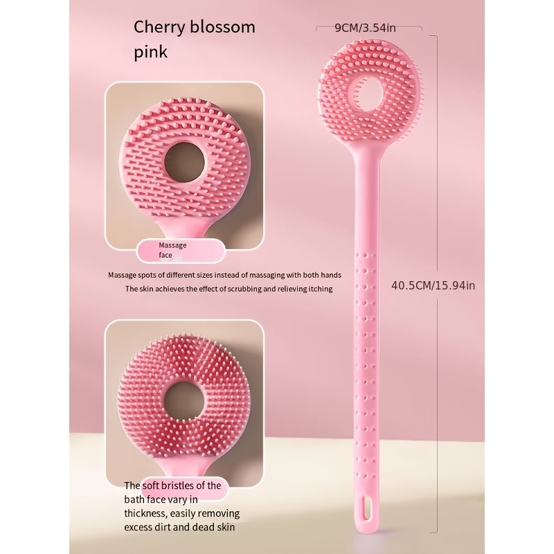 2pcs Long-Handled Silicone Bath Brushes with Hooks