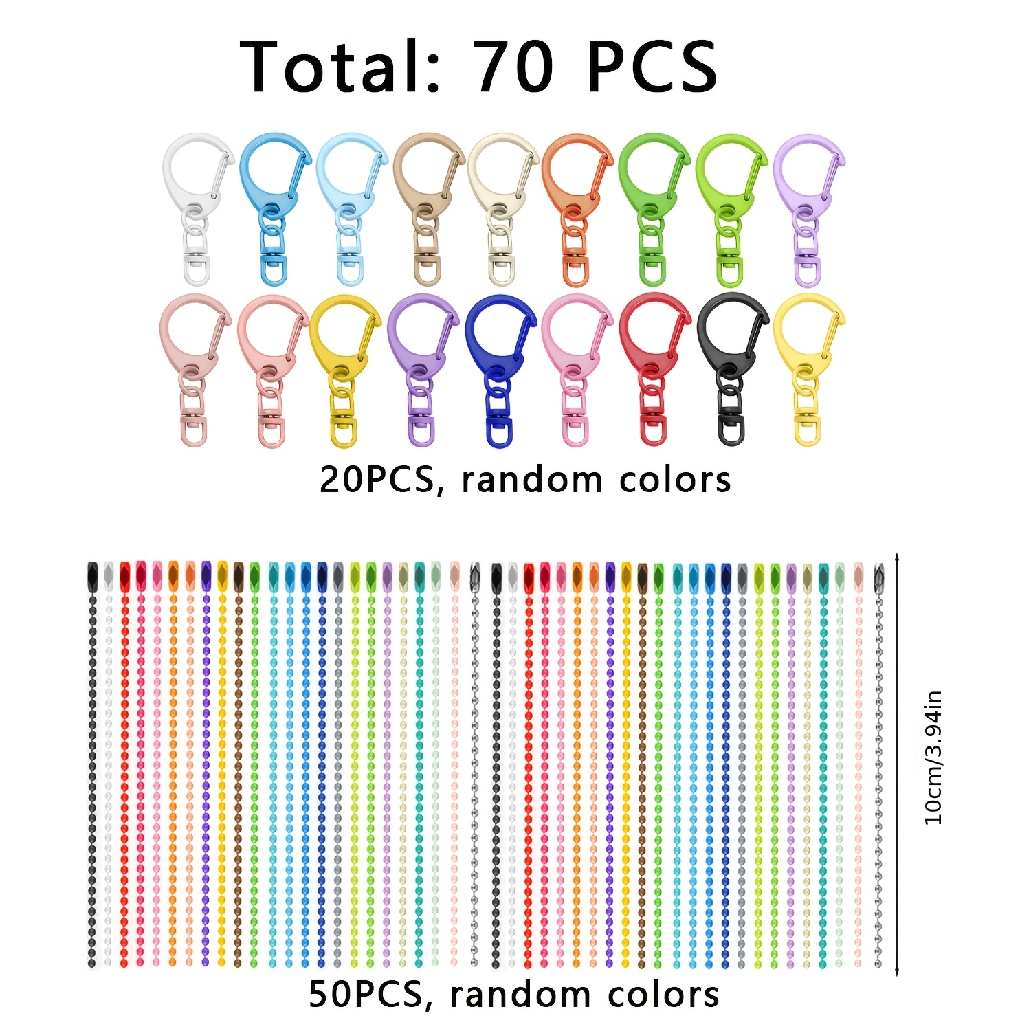 TEMU 70pcs Of Creative Painted Keychain Beads And Chains In Random Colors - Diy Key Ring, Keychain Accessories, Suitable For Backpacks, Keychain