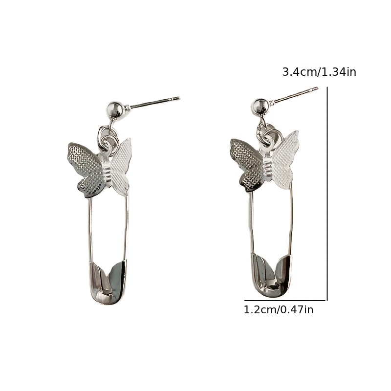 Butterfly Safety Pin Punk Style Pendant Earrings