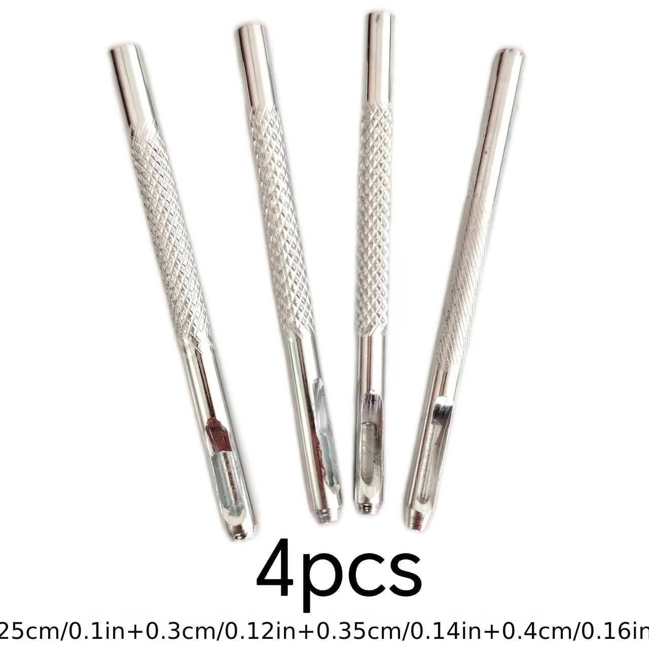 TEMU Lot de 4 (2.5mm+3mm+3.5mm+4mm) Poinçon Manuel en Métal, Poinçon de Ceinture à Motif de Trou Rond Argenté, Poinçon de Ceinture