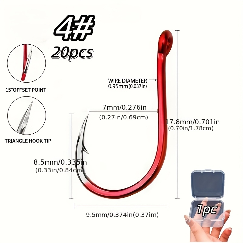 TEMU Lot de 20 hameçons rouges à dents en acier au , avec une pointe de "dent" qui améliore considérablement la pénétration et la fixation sécurisée