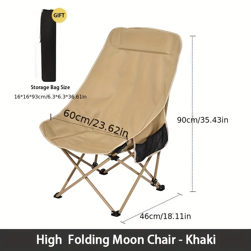 TEMU Adjustable High Back Moon Chairs Camping Folding Outdoor Portable Lightweight Leisure Fishing Beach, Camping Chair, Camping Seat, Outdoor