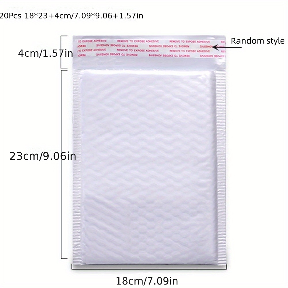 E-shop 20 Stück Weiche Luftpolsterversandtaschen Neue Perlglanzfolie 11/15/18 cm Versandbeutel Selbstklebend Weißes Schaumstoff-Umschlag