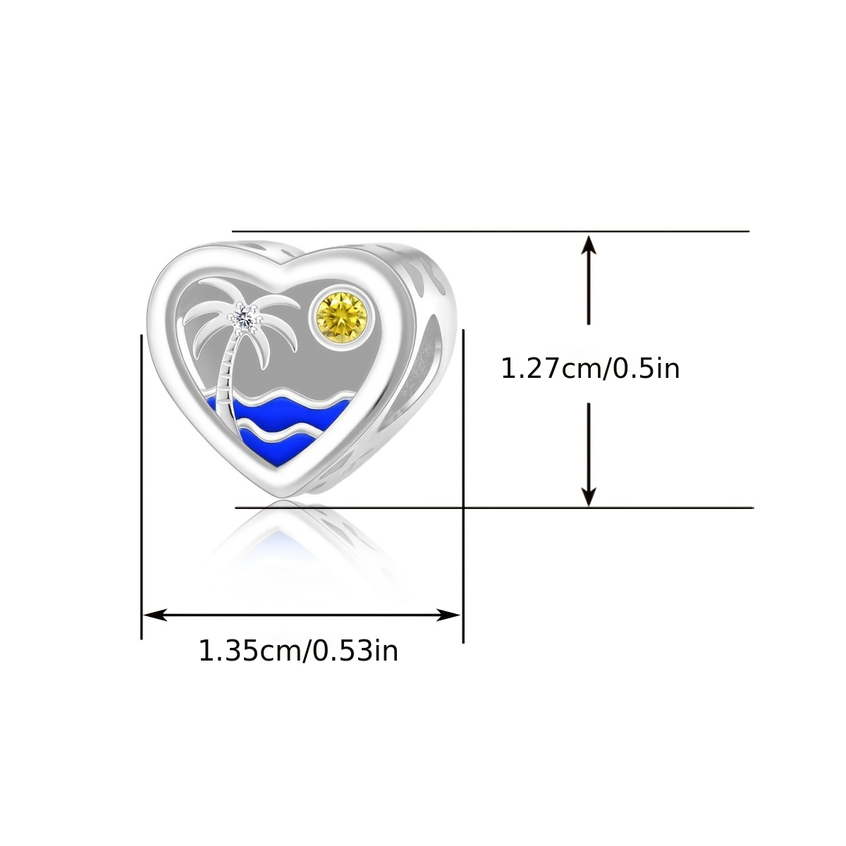 Silvery Plated Copper Beach Travel Heart Charms Pendant