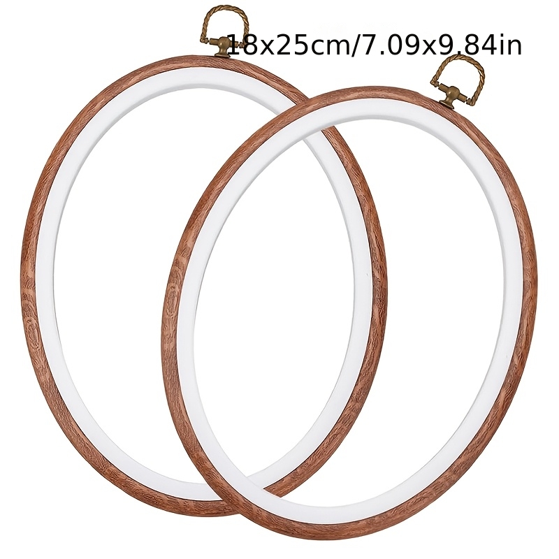 TEMU 2pcs Oval Embroidery Hoops, Vintage Oval Frame Cross Stitch Hoop Ring For Embroidery Art Craft Sewing Ornaments, Multi Size Embroidery Ring