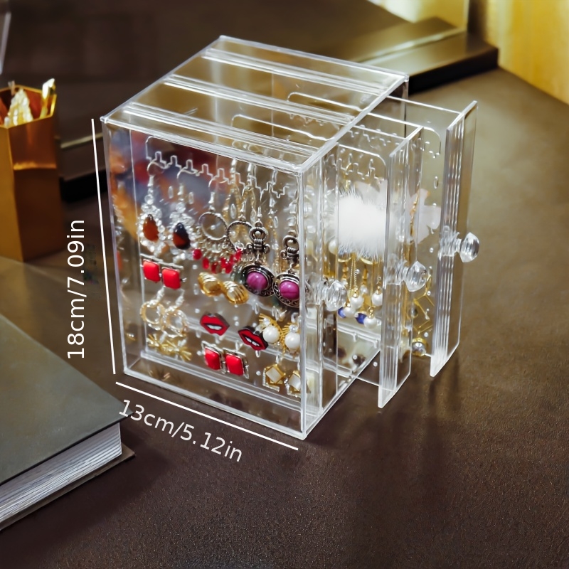 1pc transparent jewelry organizer with hanging display stand   earrings necklaces bracelets accessories storage box dustproof design ideal gift for valentines day christmas father s day halloween best present for     Product details 0