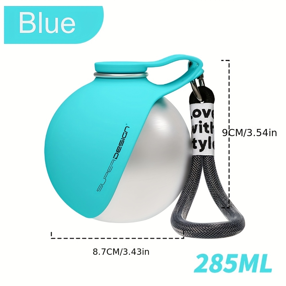 E-shop 304 Edelstahl Haustier Wasserflasche mit auslaufsicherem Reisebecher und zusammenklappbarer Schüssel - 285 ml großes Fassungsvermögen,