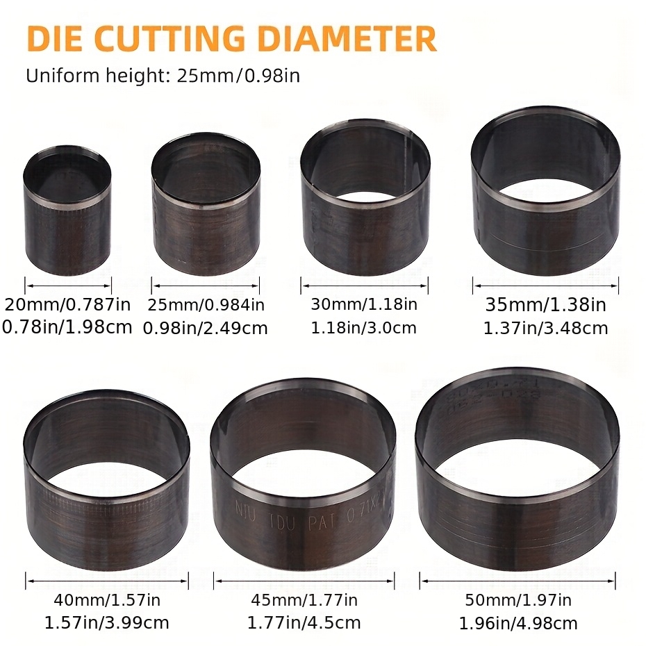 E-shop 7-tlg. Lochstanzen-Set für Uhrenarmband-Ledergürtel, runde Lochstanze, Leder-Stanzform für runde Löcher, Rundstanzer