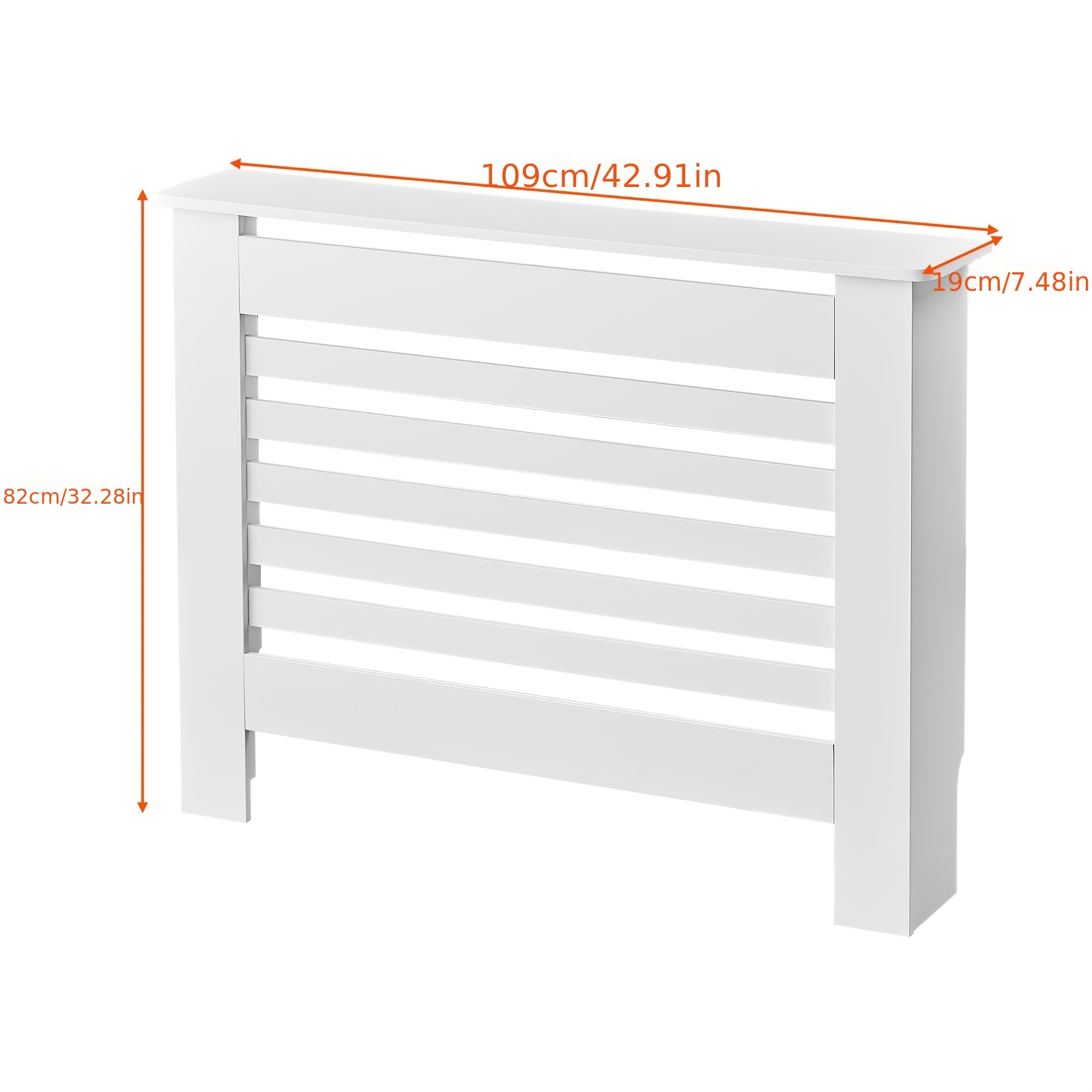 Image of 78cm/109cm Radiator Cover White Painted Radiator Cover Vertical Slatted Wood Heating Cabinet For Living Room Hallway